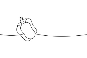 Fresh pepper one line continuous, a Food Illustration by GraphiShop
