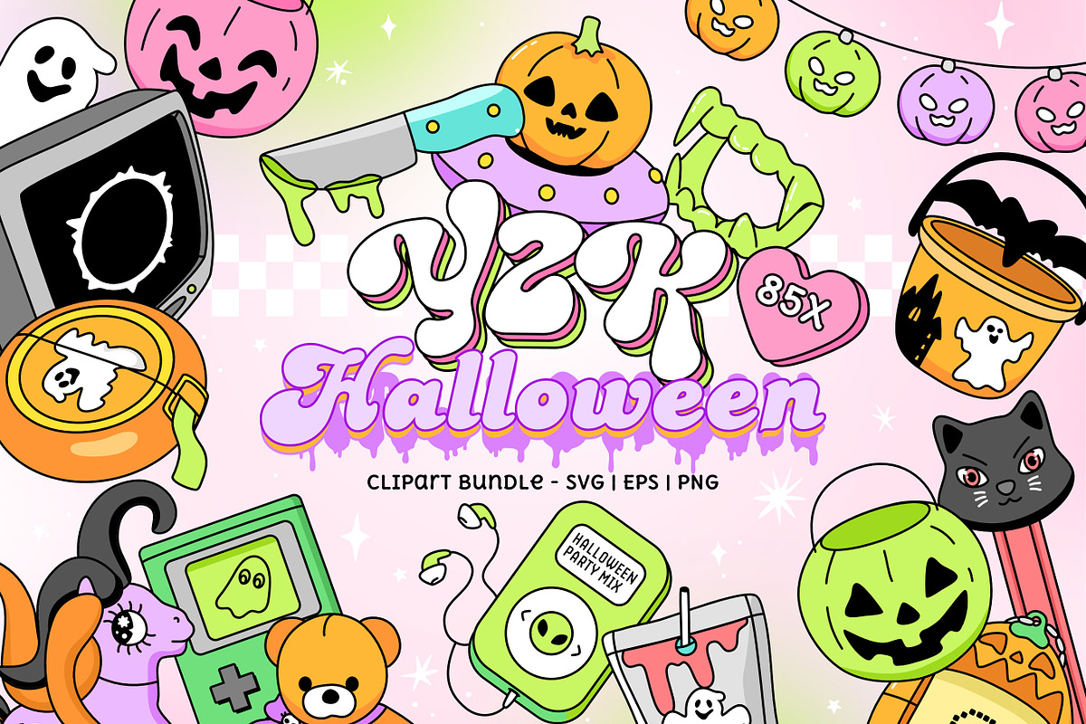 Y2K 2000s Halloween Clipart Bundle, an Object Graphic by Huxmay (Photo 1 of 7)