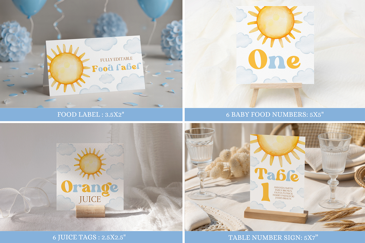 Yellow Sun Baby Shower Party Bundle, a Templates & Theme by VeliusCreativeStudio (Photo 5 of 9)