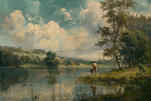 A painting of a man standing on a hi, a Photo by Iftikhar Alam