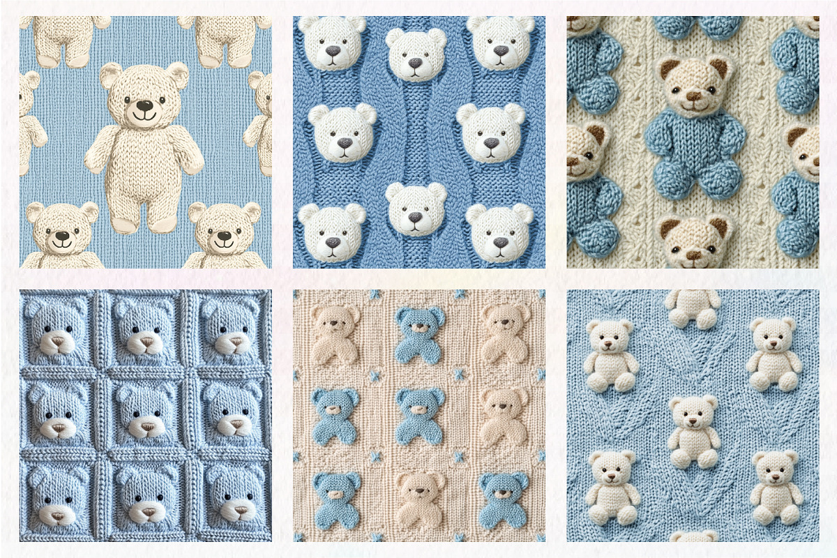 Blue Teddy Bear Seamless Repeat Patt, an Illustration by CreationArt (Photo 4 of 5)