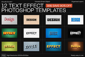 12 Text Effect Templates, a Layer Style Add-On by iDoodle Studio