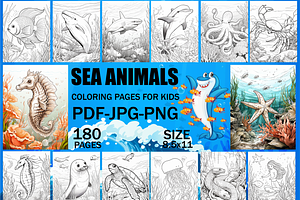 Sea  Animals Coloring Book for Kids, an Animal Illustration by Design Home