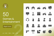 50 Games & Entertainment Glyph Icons, an Icon by IconBunny (Thumbnail 1 of 2)