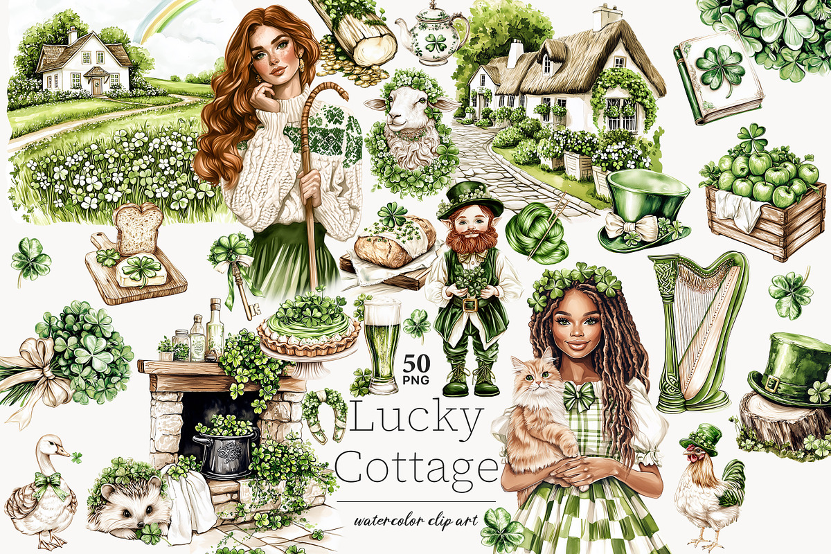 St Patricks Day Clipart, a Person Illustration by GlamArtZhanna (Photo 1 of 8)