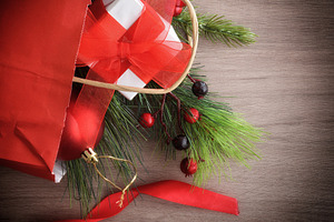 Christmas gift sales detail concept with sack full of gifts, a Holiday Photo by Davizro's Market