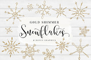 Gold Shimmer Snowflakes + BONUS, an Illustration by Indie Grace Design (Thumbnail 1 of 3)