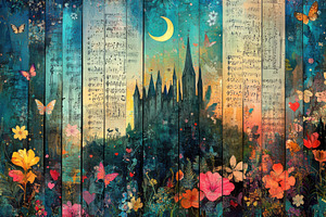 Enchanting castle scene with flowers, an Abstract Photo by Pixeness Studio