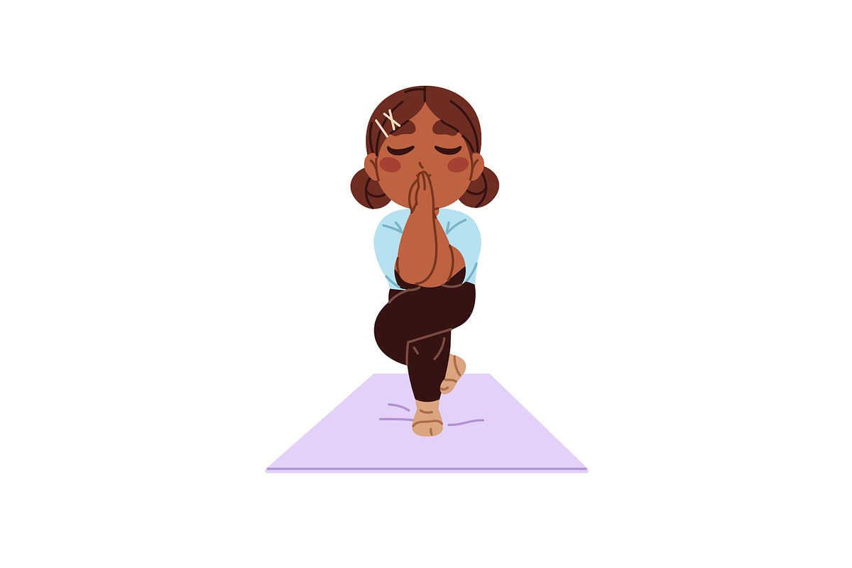Cute kids doing sports exercises set, a Person Illustration by PaperTrident (Photo 8 of 13)