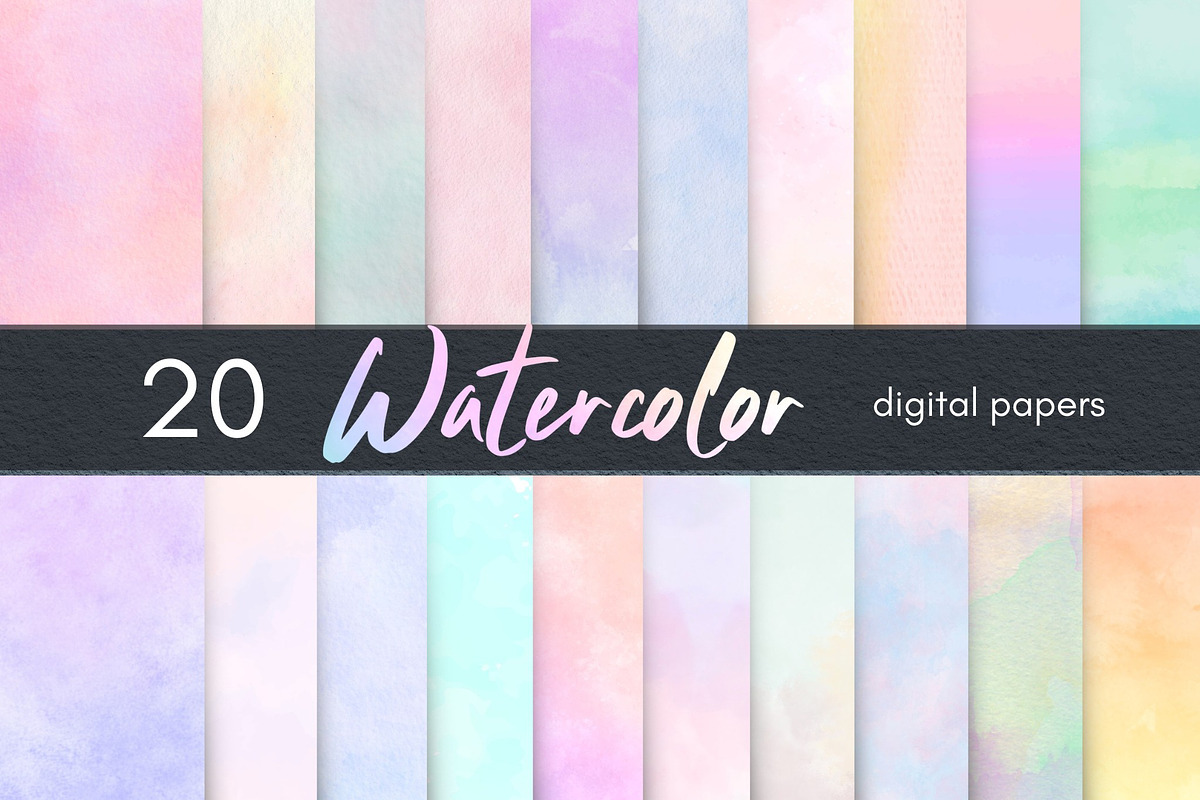 Pastel Watercolor Digital Papers, a Background Graphic by Business Chic (Photo 1 of 5)