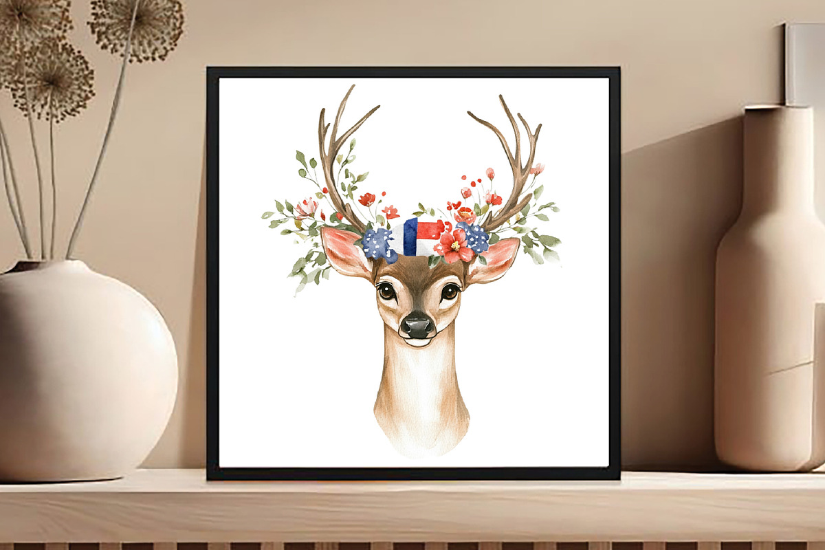 Watercolor Animal 4th of July Clipar, an Illustration by DreamCafeArt (Photo 5 of 7)
