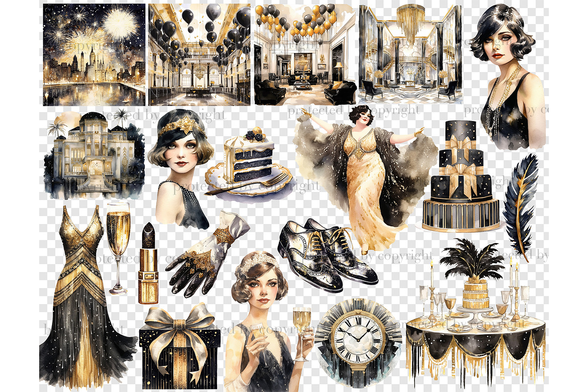 1920s Party White Clipart, a Person Illustration by GlamArtZhanna (Photo 5 of 5)