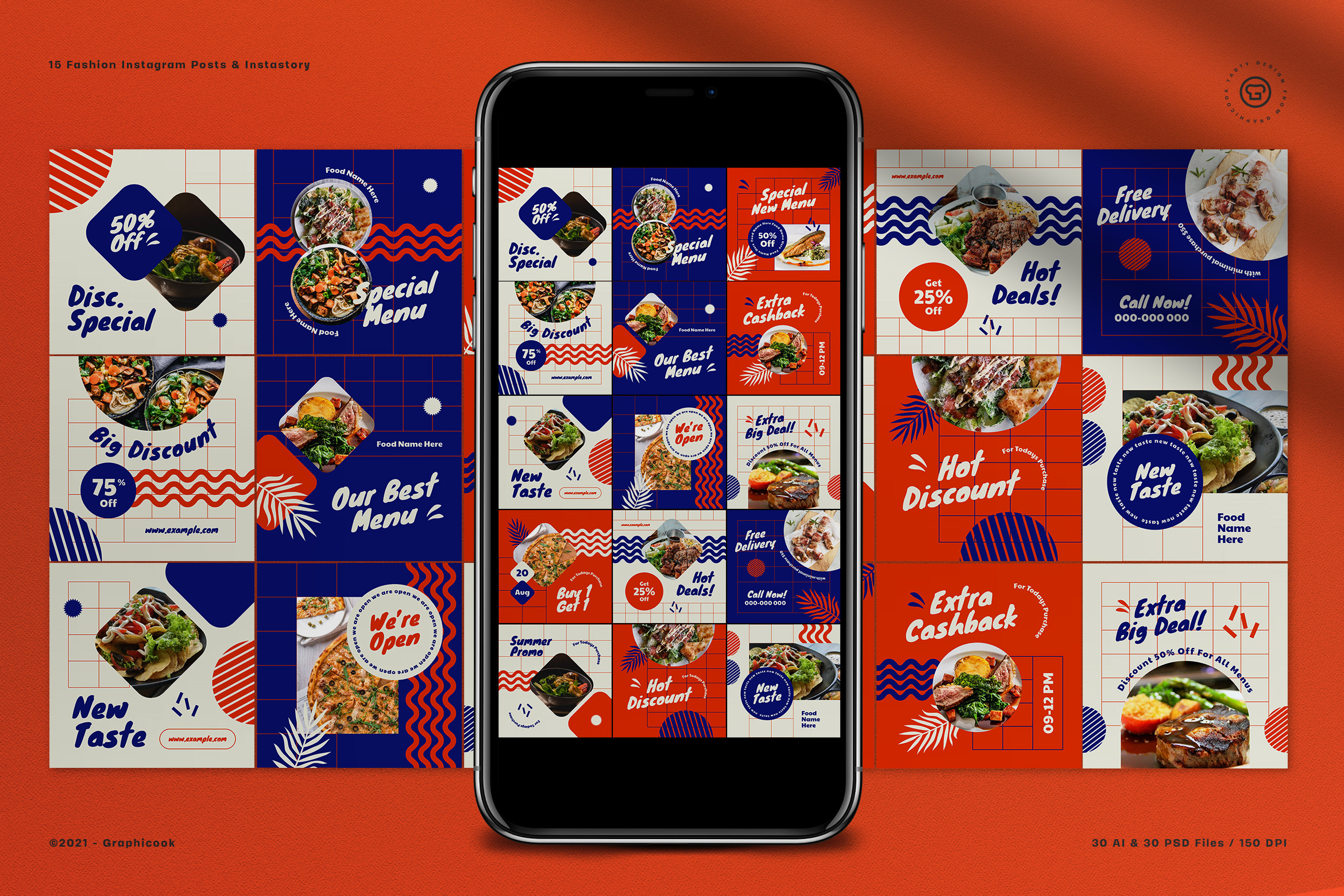 Summer Food Instagram Pack, a Social Media Template by graphicook