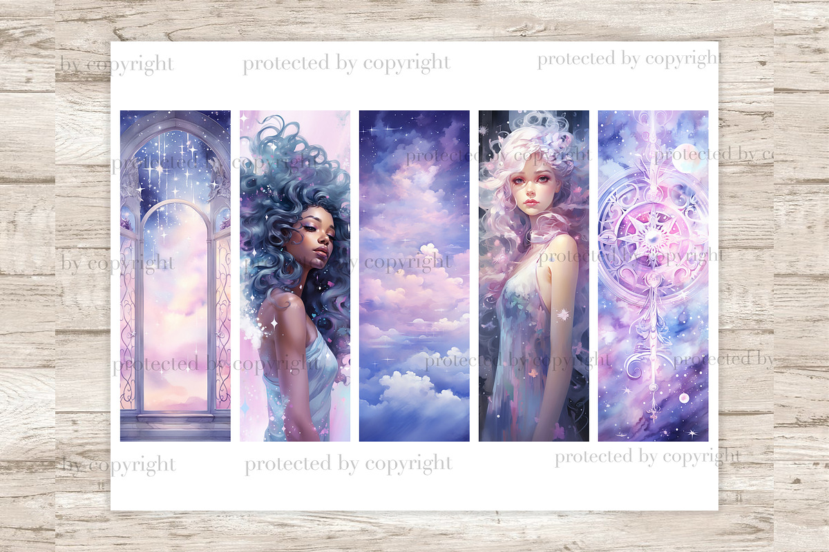 Celestial Bookmarks Digital Download, a Person Illustration by GlamArtZhanna (Photo 3 of 3)