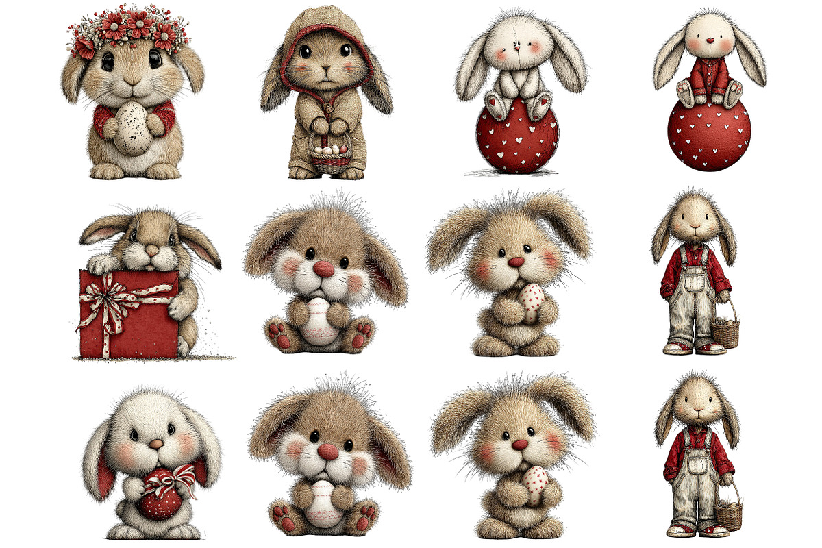 Cute Easter Clipart Bunny Clipart, an Illustration by DreamArtGraphic (Photo 2 of 4)