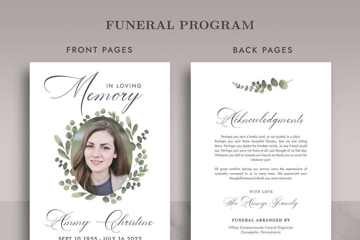 Funeral/ Memorial Program Card FP007, a Flyer Template by Draca Design Co (Photo 2 of 3)