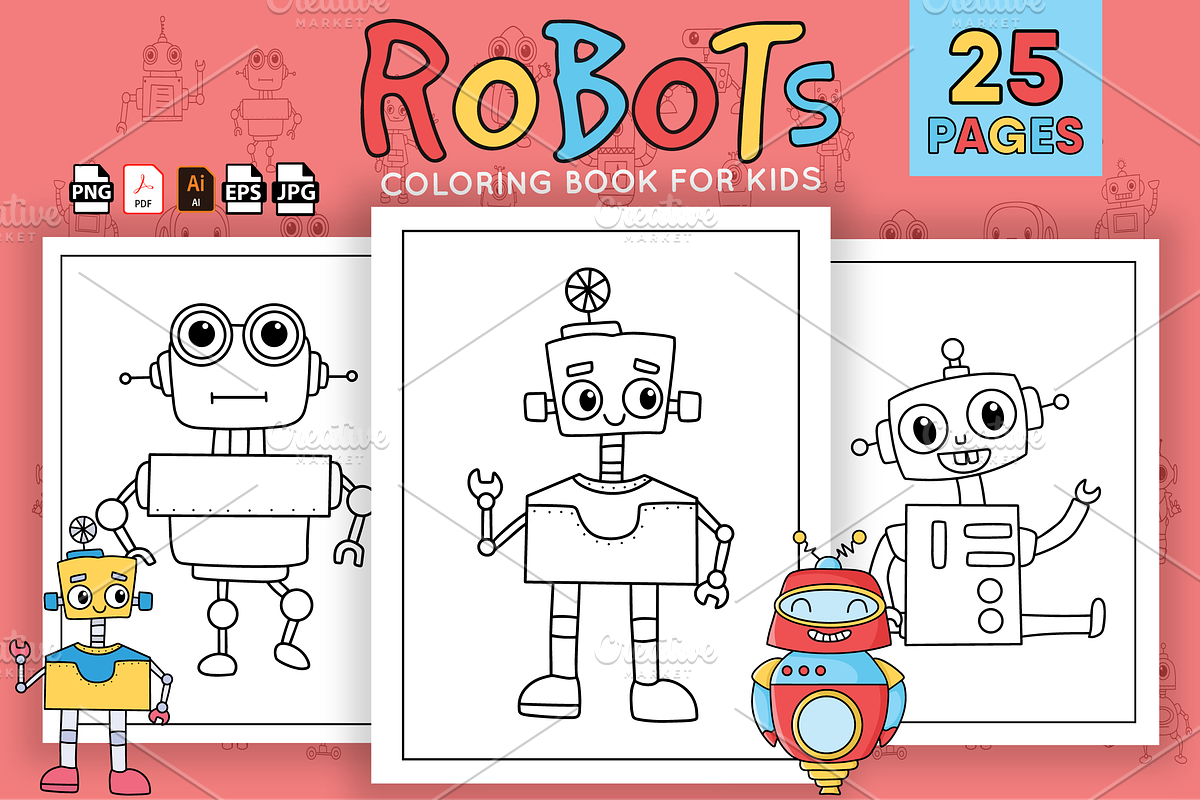 Robots Coloring Pages for Kids, a Technology Illustration by Sultana177 (Photo 1 of 3)