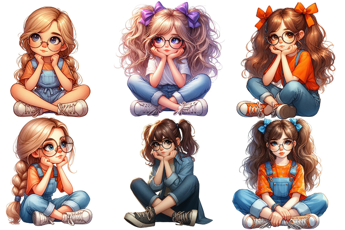 Quirky Cute Little Girl Clipart, an Illustration by Designworld (Photo 6 of 6)