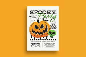 Orange Flat Spooky Party Flyer, a Flyer Template by graphicook