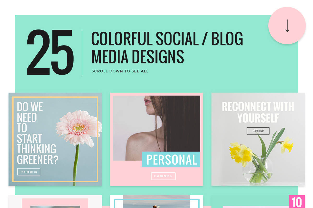 Colorful Social Media Designs, a Social Media Template by NordWood (Photo 3 of 10)