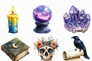 Watercolor Witch Clipart Bundle, an Illustration by Craft Nest (Thumbnail 5 of 6)