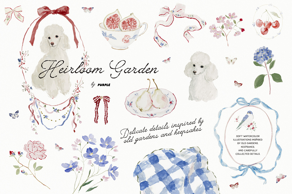 Heirloom Garden: watercolor clipart, a Decorative Illustration by Purple (Photo 1 of 9)