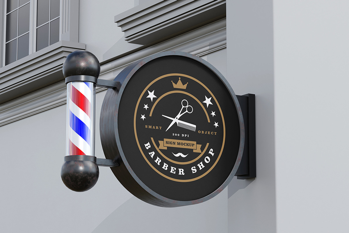 Barbershop Sign Mockup, an Advertising Mockup by Artlogs (Photo 4 of 5)