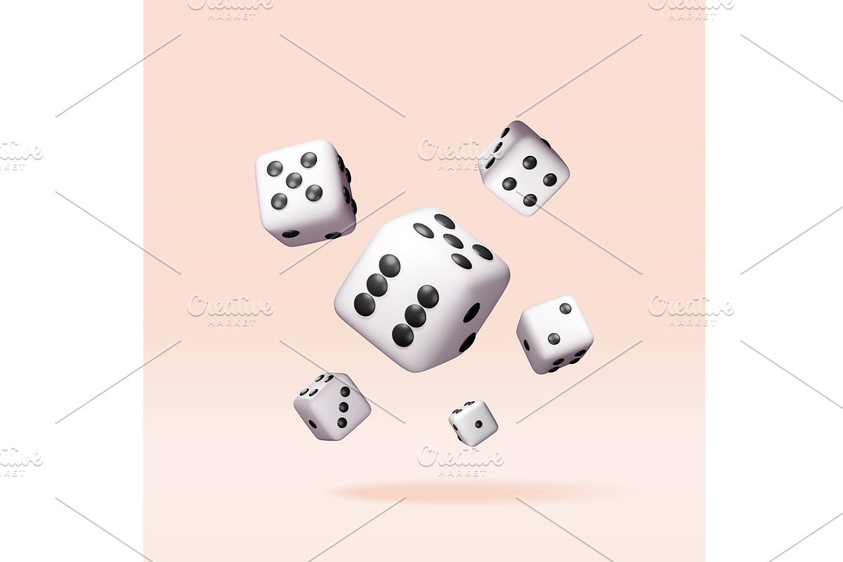 3D set of dice white playing cube, an Object Illustration by Abscent