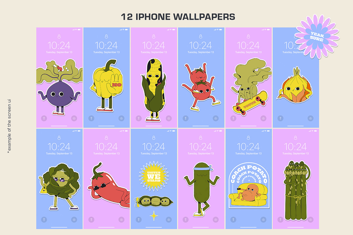 Suspicious Veggies - vector stickers, a Decorative Illustration by marmarina (Photo 7 of 11)