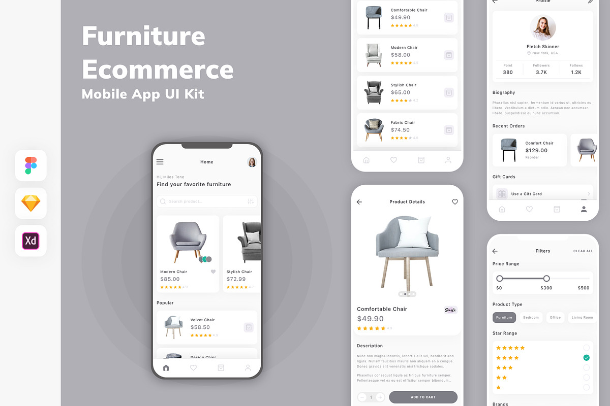 Furniture Ecommerce App UI Kit, an UI Kit Template by uicube