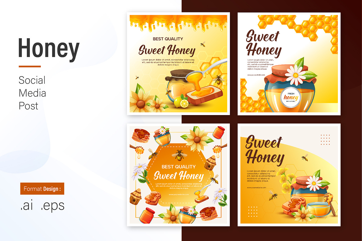 Honey Social Media Post Design, a Social Media Template by shin_std