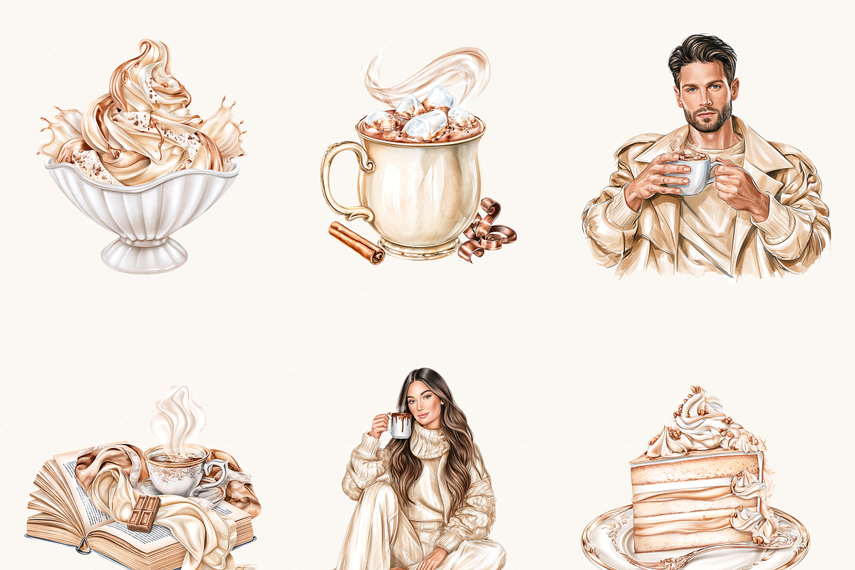 Watercolor Chocolate Christmas, a Seasonal Illustration by BusyDaydesign (Photo 4 of 9)