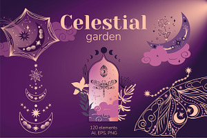 Celestial garden, Mystical clipart