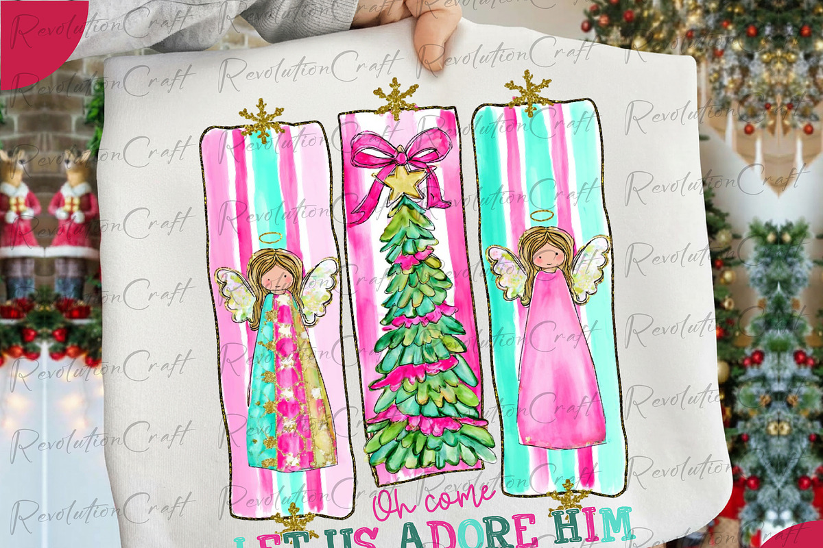 Oh Come Let us Adore Him,Preppy Xmas, an Illustration by OK Design (Photo 3 of 4)