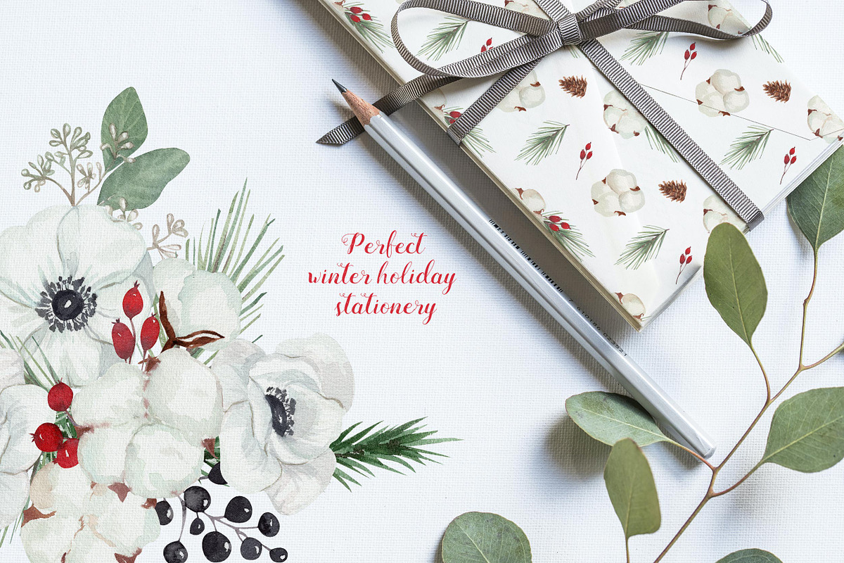 Scandinavian Winter Christmas Floral, a Decorative Illustration by Catch the Dream Art (Photo 2 of 17)