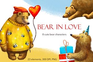 Bear in Love - Clipart Set