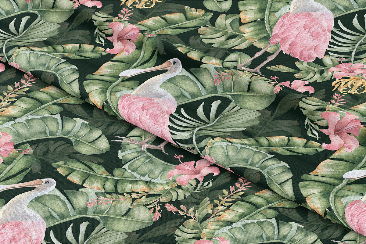 Tropical leaves watercolor patterns, a Pattern Graphic by Kate Lanbina (Photo 5 of 16)