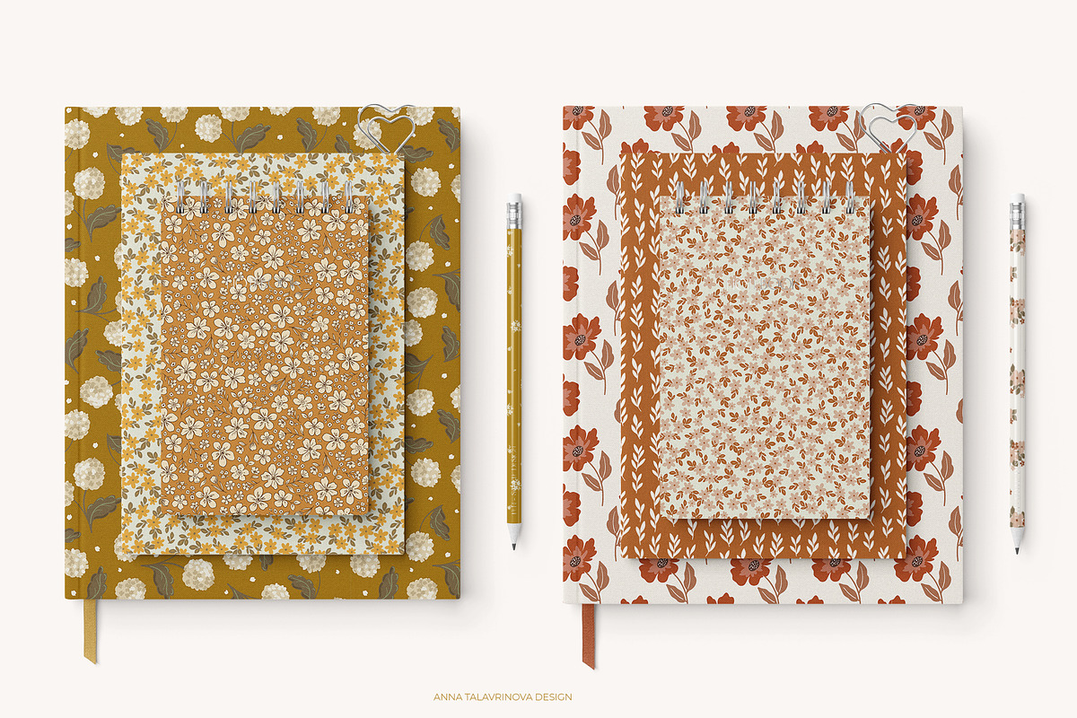 Warm Florals pattern & clipart, a Pattern Graphic by Cozy pattern shop (Photo 8 of 11)