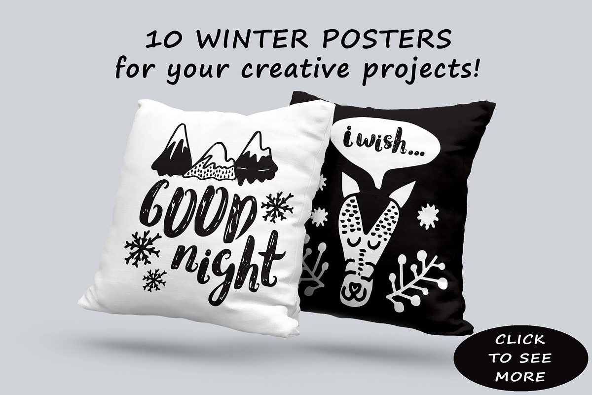 Black&White winter- hand drawn set, an Animal Illustration by Kseniya_design (Photo 4 of 6)