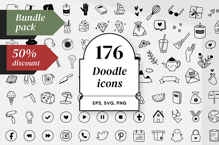 [50%] 176 black & white icons bundle, a Duotone Icon by Pinkbrush
