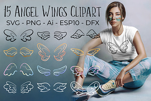 Angel Wings SVG PNG Vector Clipart, a Decorative Illustration by RabbitAndPencil