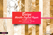 Gold and beige marble digital paper, a Texture Graphic by JustArtDigital (Thumbnail 1 of 5)