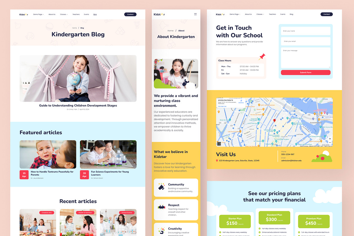 Kidztar - Kindergarten School Framer, a Websites & App Template by peterdraw (Photo 3 of 7)