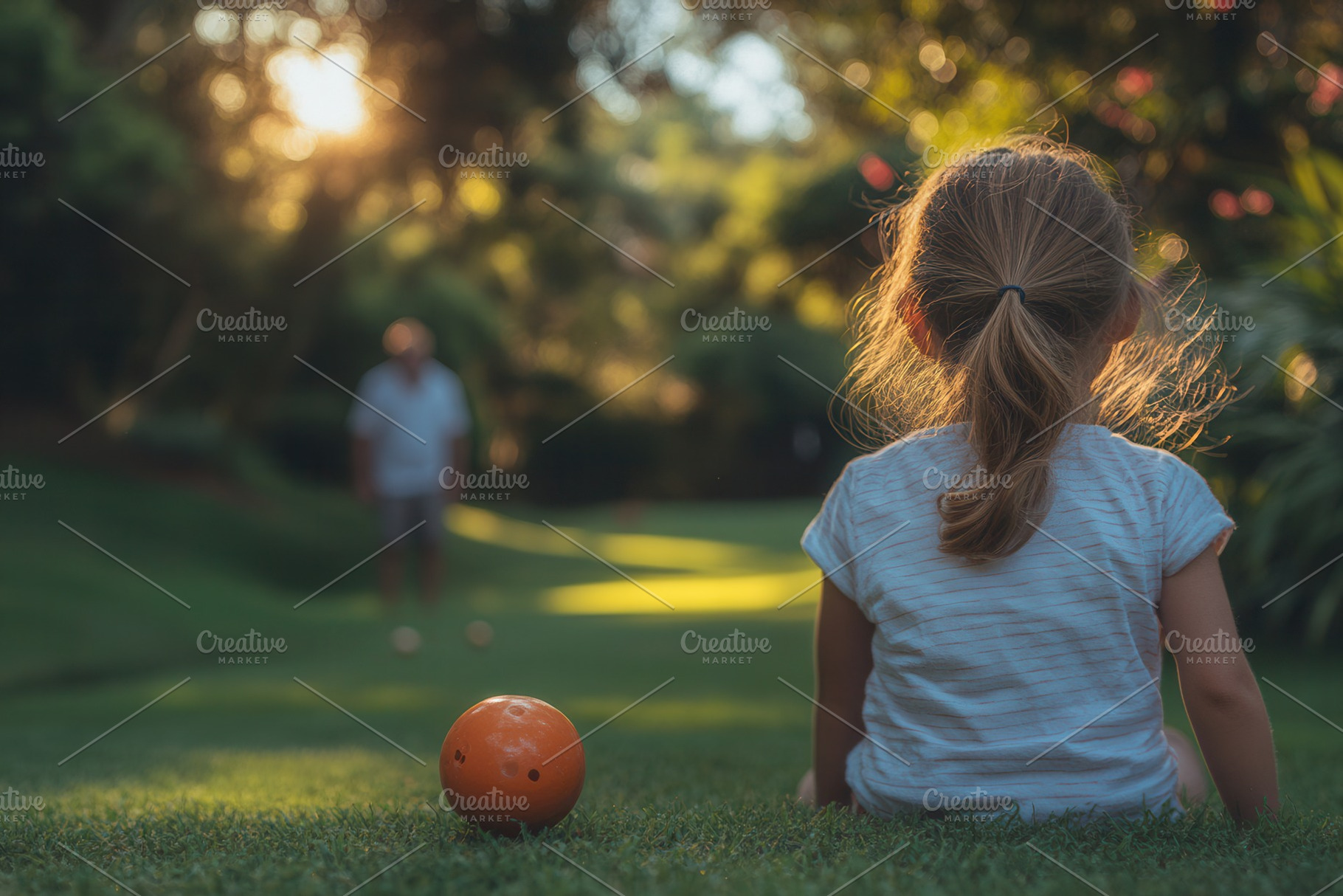 Child enjoys sunny afternoon in gard, a Photo by Tanuart