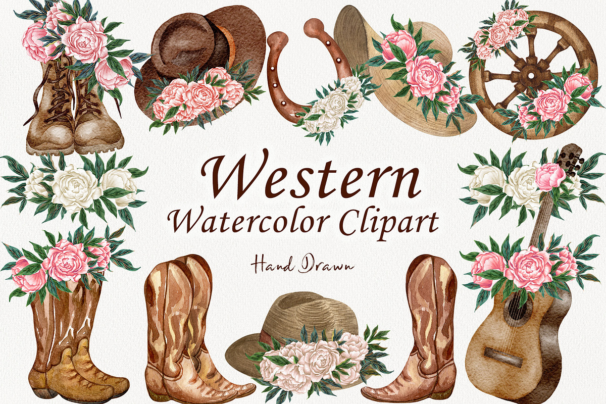 Western Cowboy Boots Watercolour Cli, a Decorative Illustration by BarvArt (Photo 1 of 7)