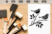 Stencil Birds on Branch, a Decorative Illustration by MARYCRAFTIRIA (Thumbnail 2 of 3)