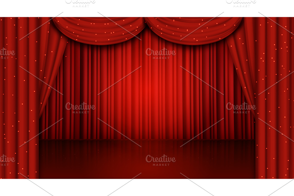Theater stage with red velvet, an Object Illustration by art PVP - market