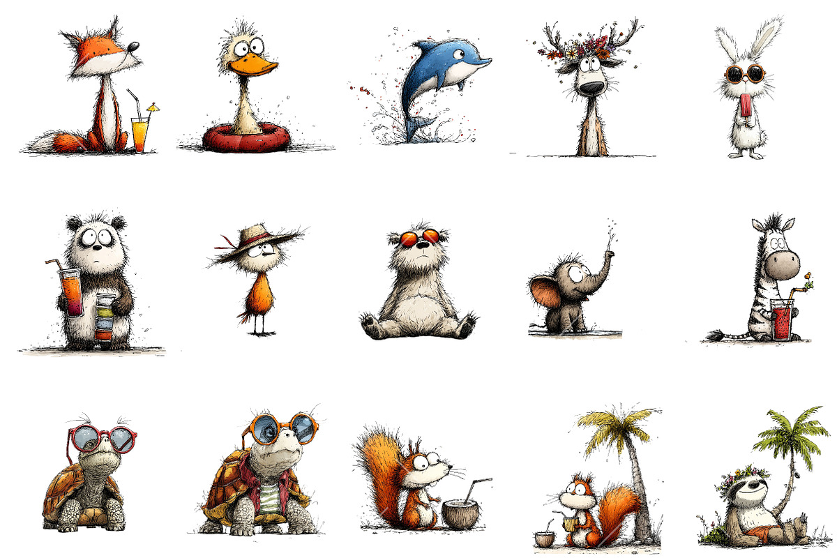 Whimsical Summer Animal Clipart, an Illustration by OK Design (Photo 3 of 6)