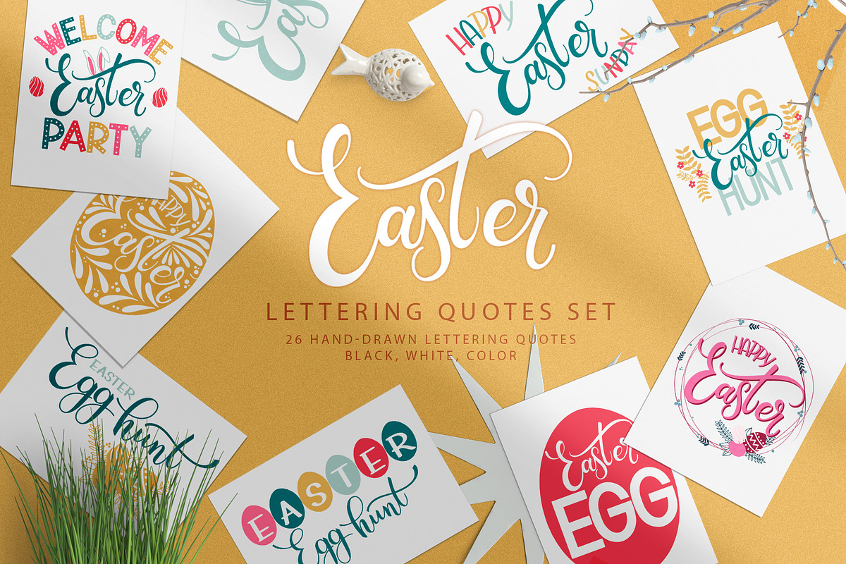 Easter Quotes Lettering Set, a Decorative Illustration by Kandella's Art (Photo 1 of 5)