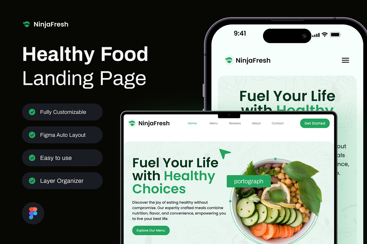 NinjaFresh Healthy Food Landing Page